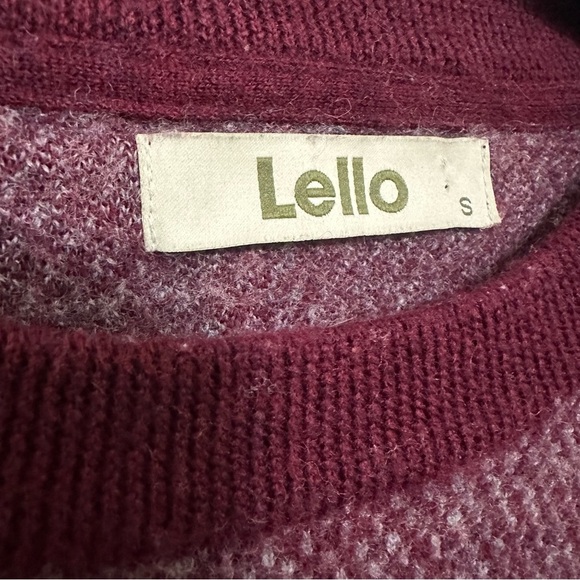 Lello Maroon Birds Eye Knit 100% Wool Mens Crew Neck Sweater Small - Picture 4 of 7